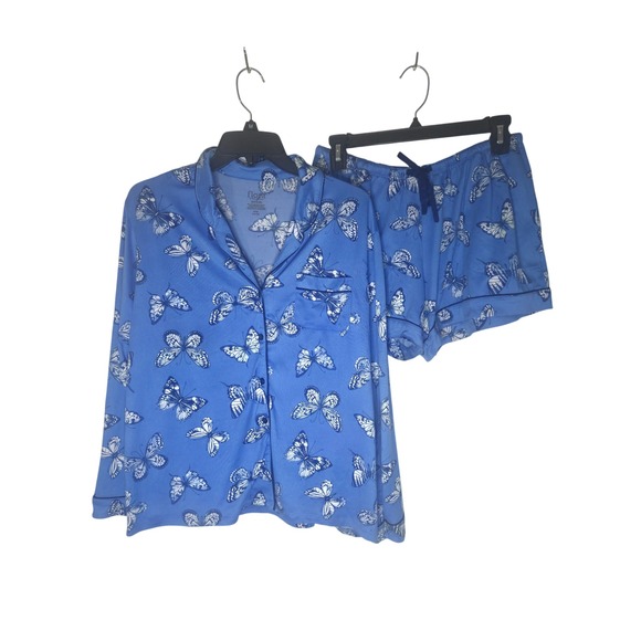 Flora by Flora Nikrooz Other - Flora by Flora Nikrooz Womens Blue Butterfly Pajama Set Shorts Long Sleeve M